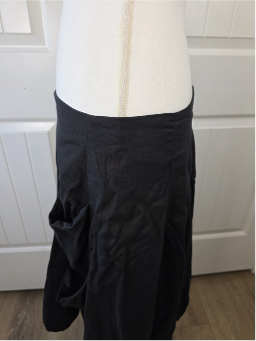 ELM by Matthildur Black Linen Blend Bubble Hem Midi Skirt Size 2 Lagenlook Artsy - Picture 7 of 12